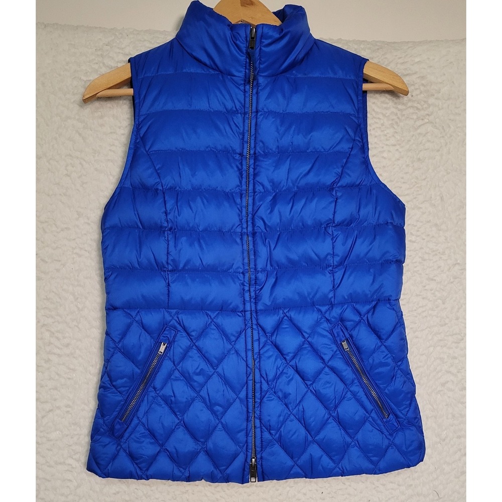 Talbots Quilted Down Puffer Vest Size Petite (P) Women's Blue Zip 1790‎